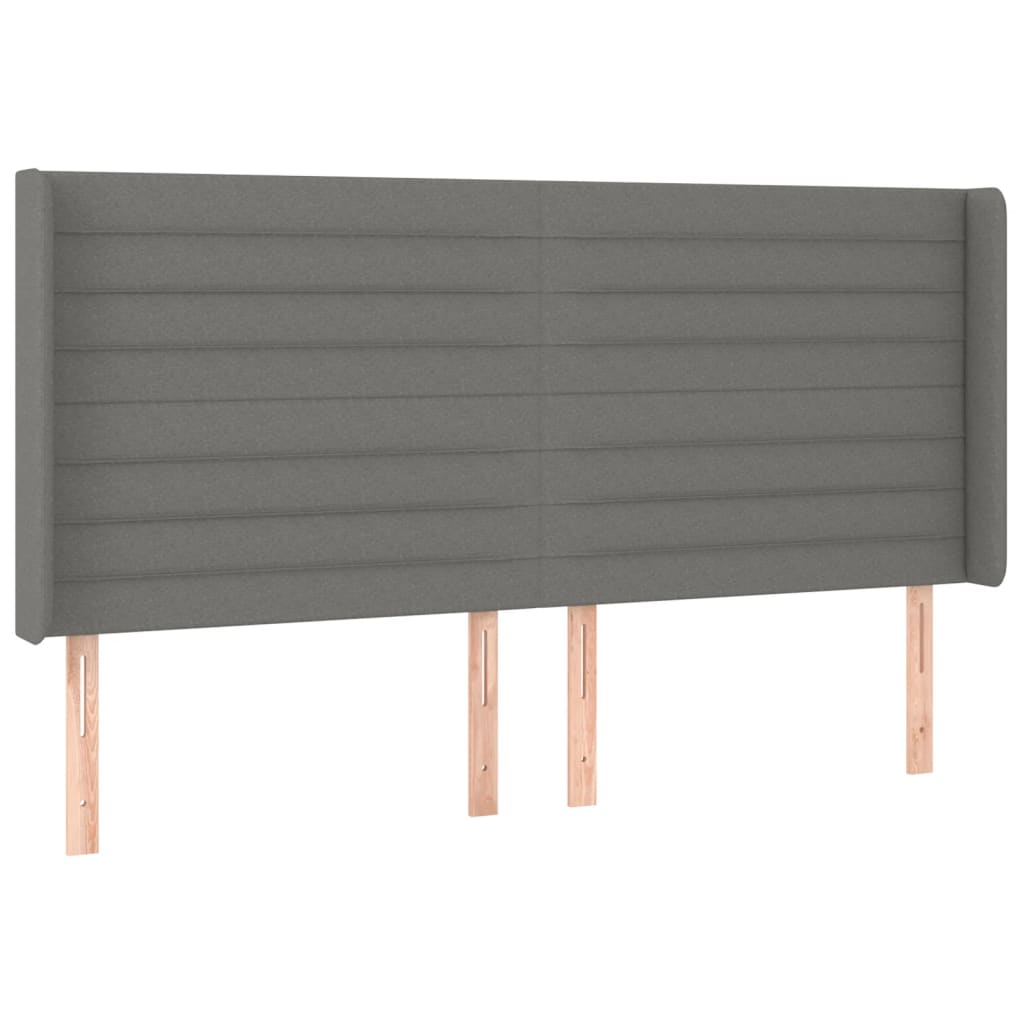 sötétszürke szövet rugós és LED-es ágy matraccal 180 x 200 cm