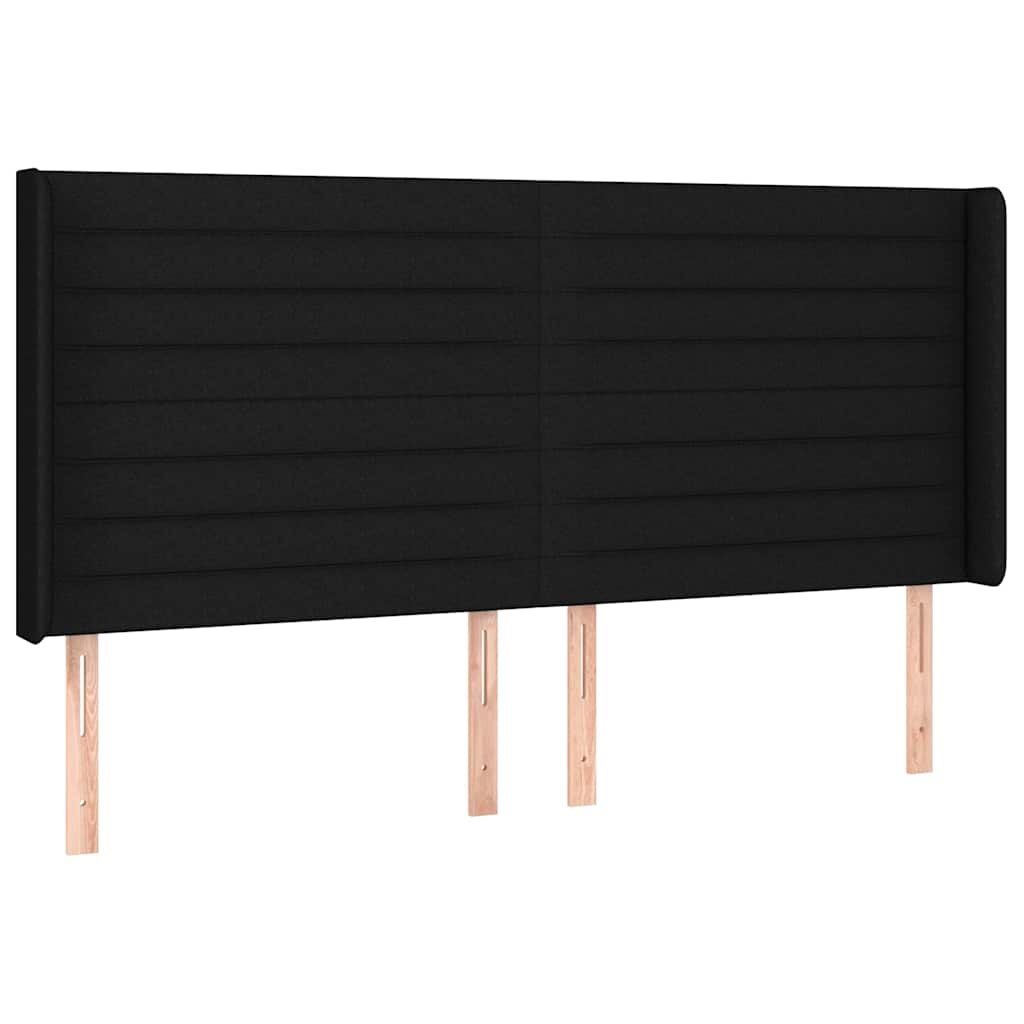 fekete szövet rugós és LED-es ágy matraccal 180 x 200 cm