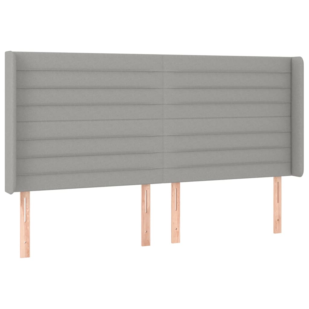 világosszürke szövet rugós és LED-es ágy matraccal 200x200 cm