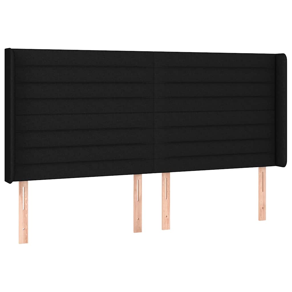 fekete szövet rugós és LED-es ágy matraccal 200x200 cm