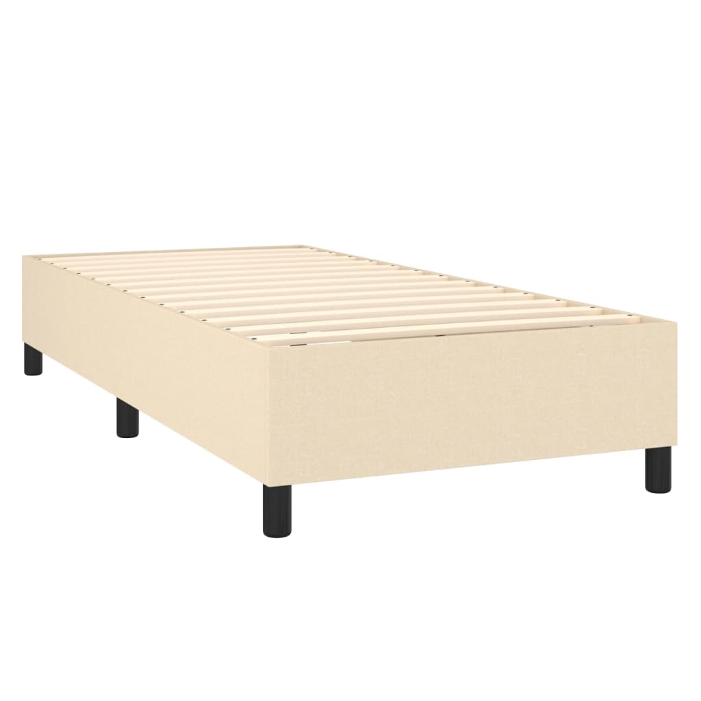 krémszínű szövet rugós és LED-es ágy matraccal 90x190 cm
