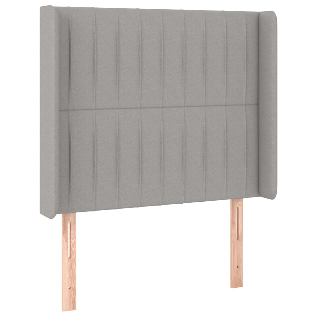 világosszürke szövet rugós és LED-es ágy matraccal 90x200 cm