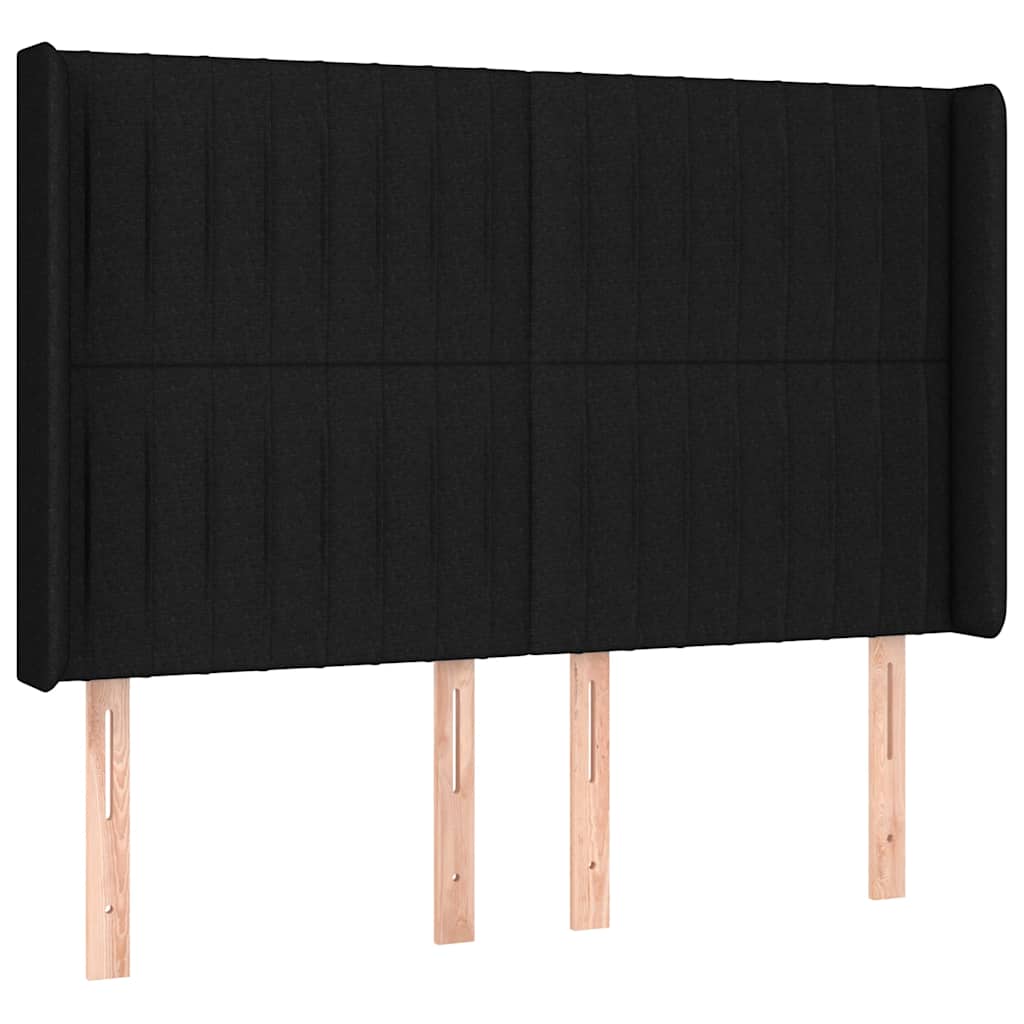 fekete szövet rugós és LED-es ágy matraccal 140x200 cm