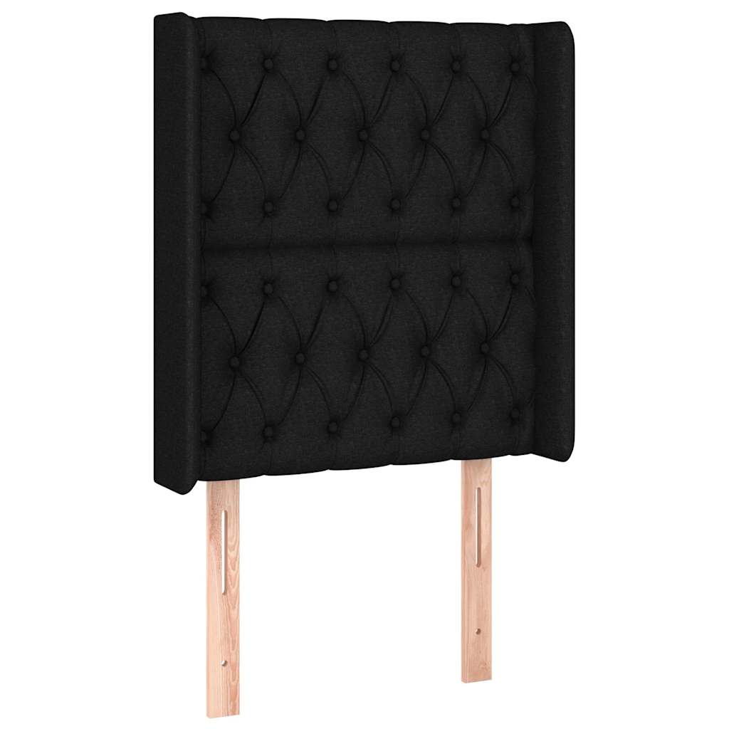 fekete szövet rugós és LED-es ágy matraccal 80 x 200 cm