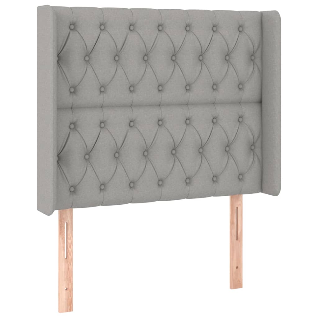 világosszürke szövet rugós és LED-es ágy matraccal 90x190 cm