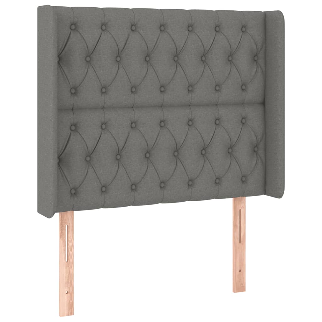 sötétszürke szövet rugós és LED-es ágy matraccal 90x200 cm