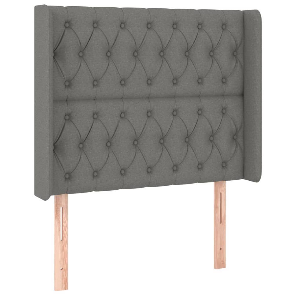sötétszürke szövet rugós és LED-es ágy matraccal 100x200 cm