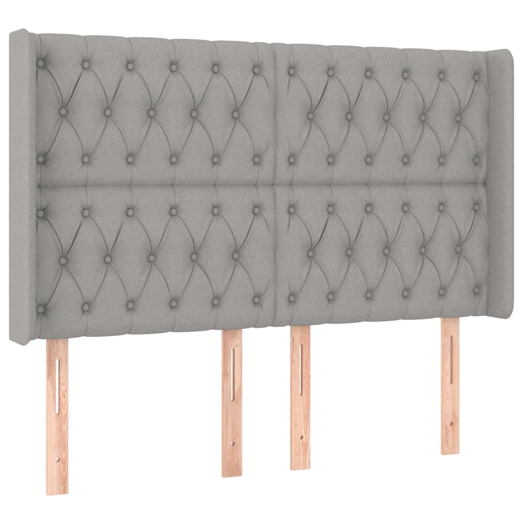 világosszürke szövet rugós és LED-es ágy matraccal 140x190 cm