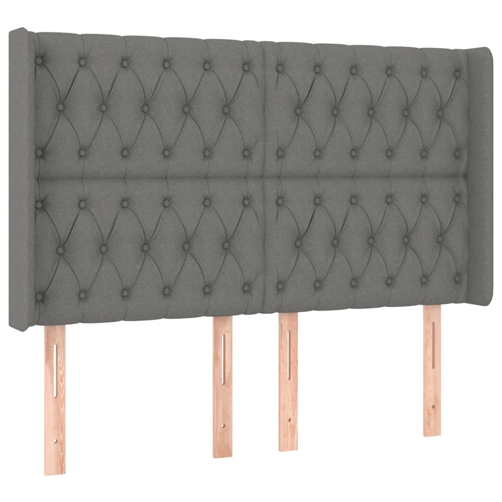 sötétszürke szövet rugós és LED-es ágy matraccal 140x190 cm