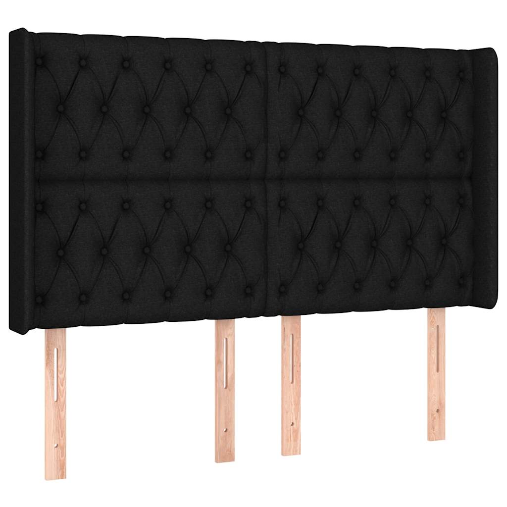 fekete szövet rugós és LED-es ágy matraccal 140x200 cm
