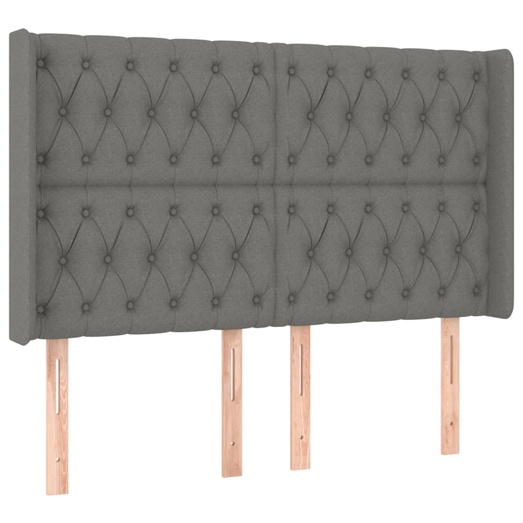 sötétszürke szövet rugós és LED-es ágy matraccal 160x200 cm