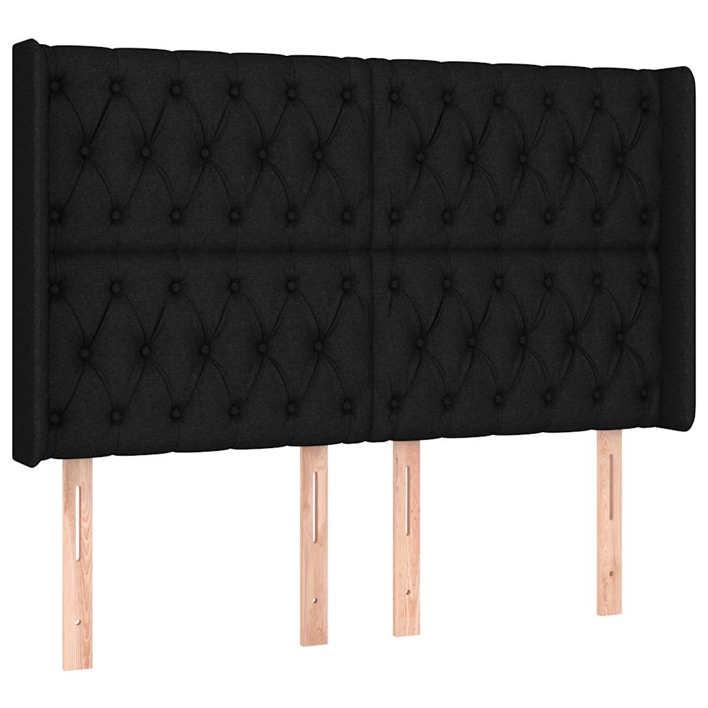fekete szövet rugós és LED-es ágy matraccal 160x200 cm