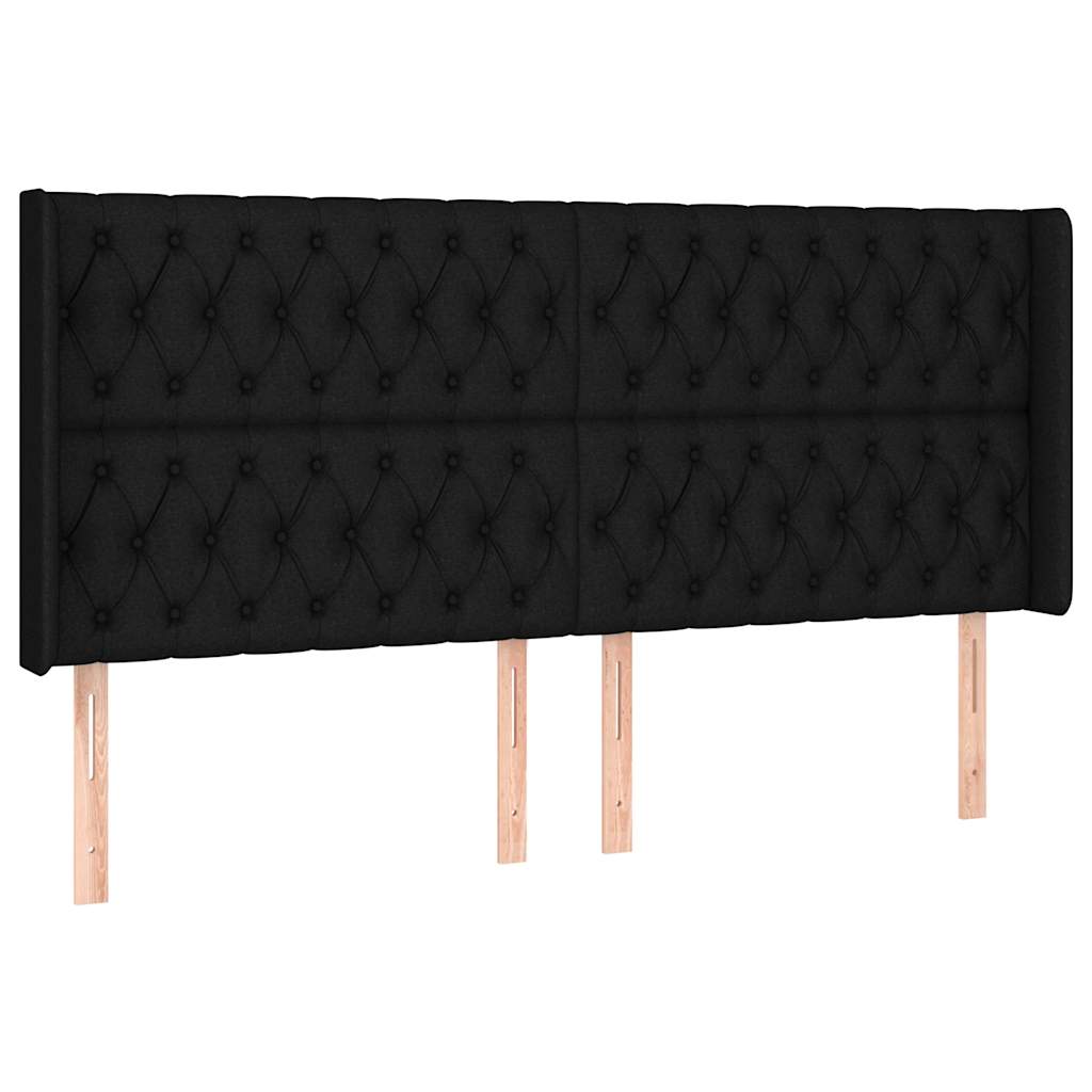 fekete szövet rugós és LED-es ágy matraccal 180 x 200 cm