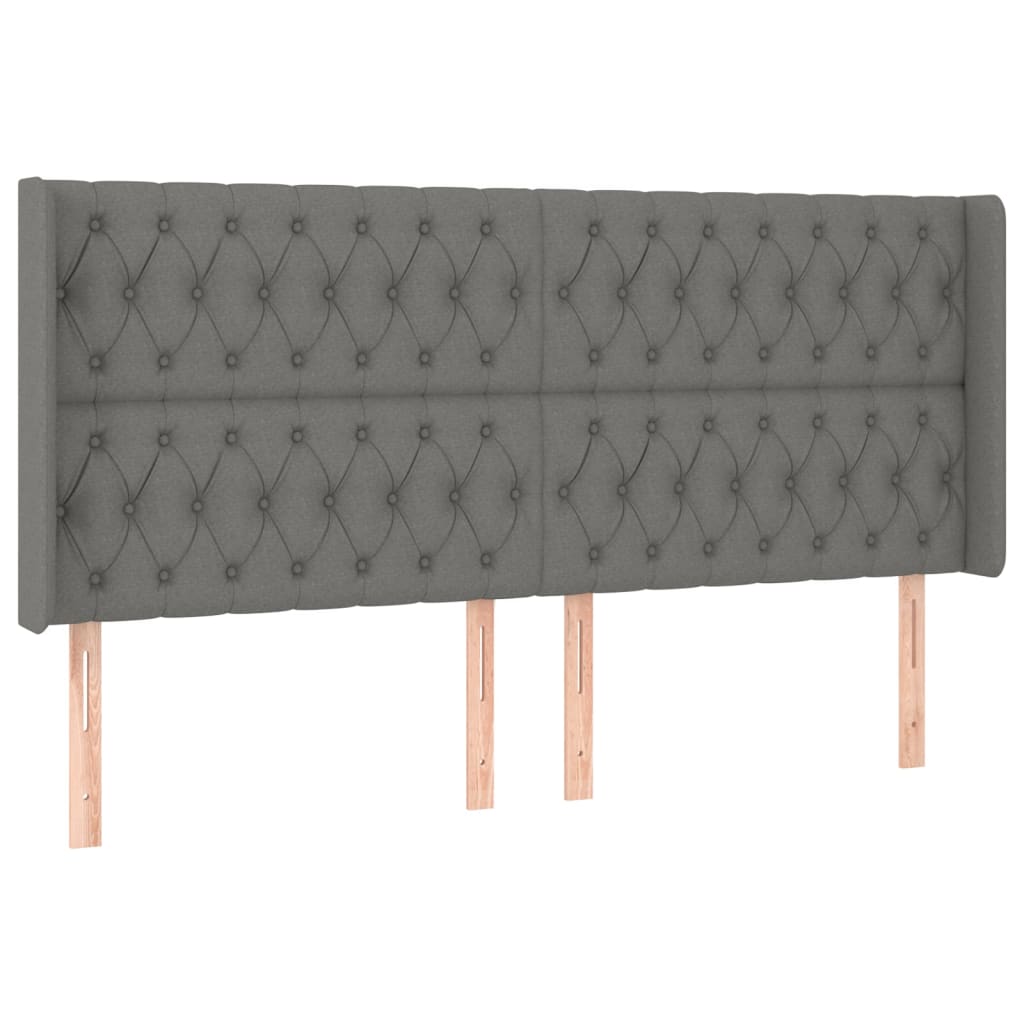 sötétszürke szövet rugós és LED-es ágy matraccal 200x200 cm
