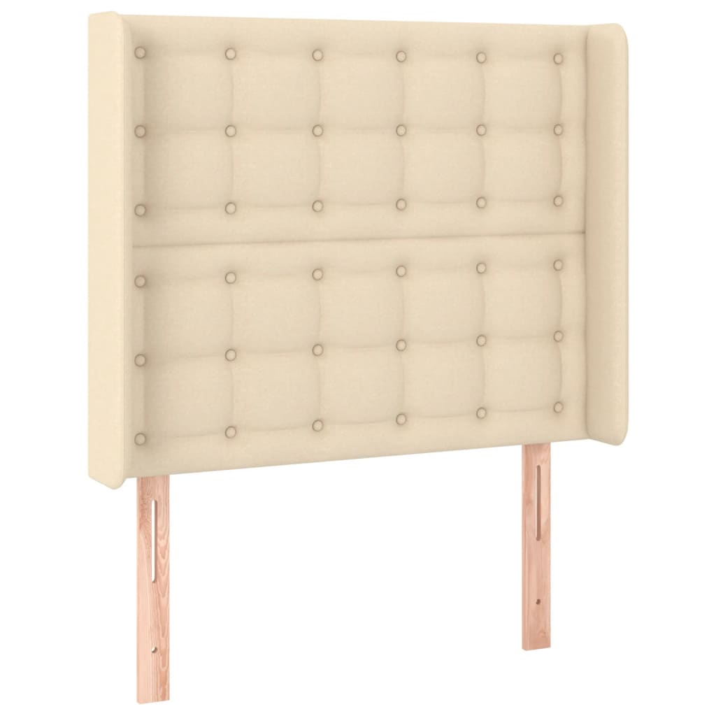 krémszínű szövet rugós és LED-es ágy matraccal 80 x 200 cm