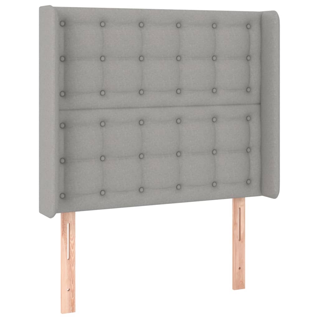 világosszürke szövet rugós és LED-es ágy matraccal 90x190 cm