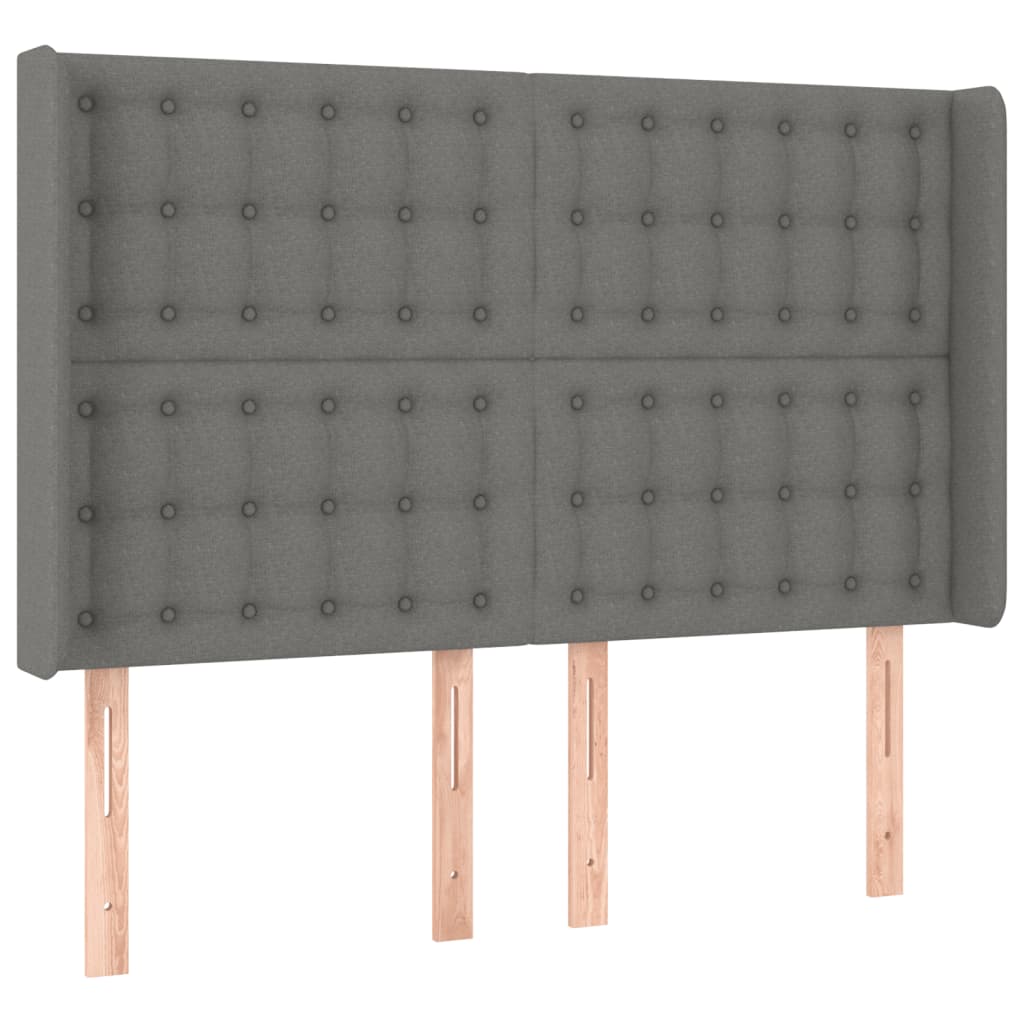 sötétszürke szövet rugós és LED-es ágy matraccal 140x190 cm