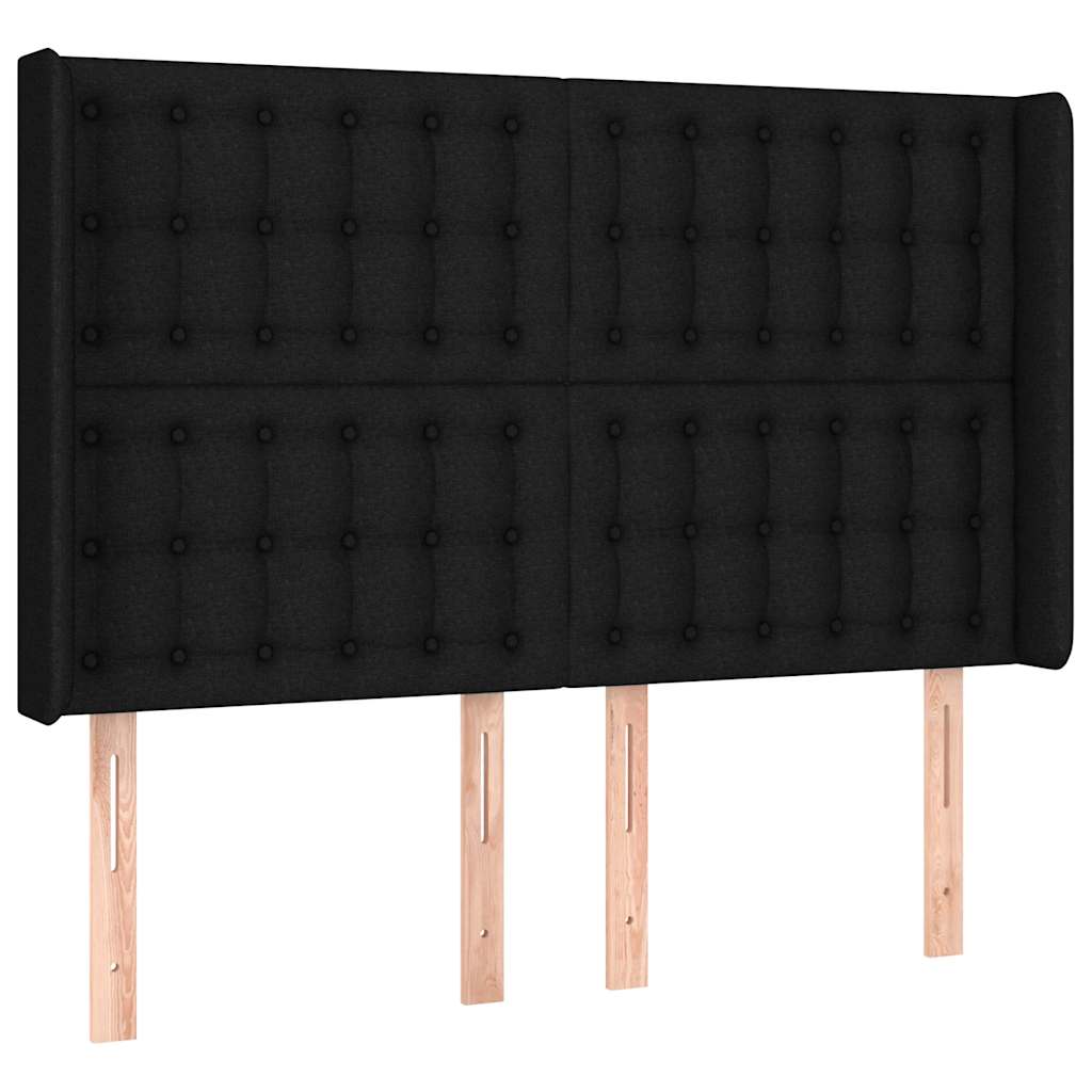 fekete szövet rugós és LED-es ágy matraccal 140x200 cm