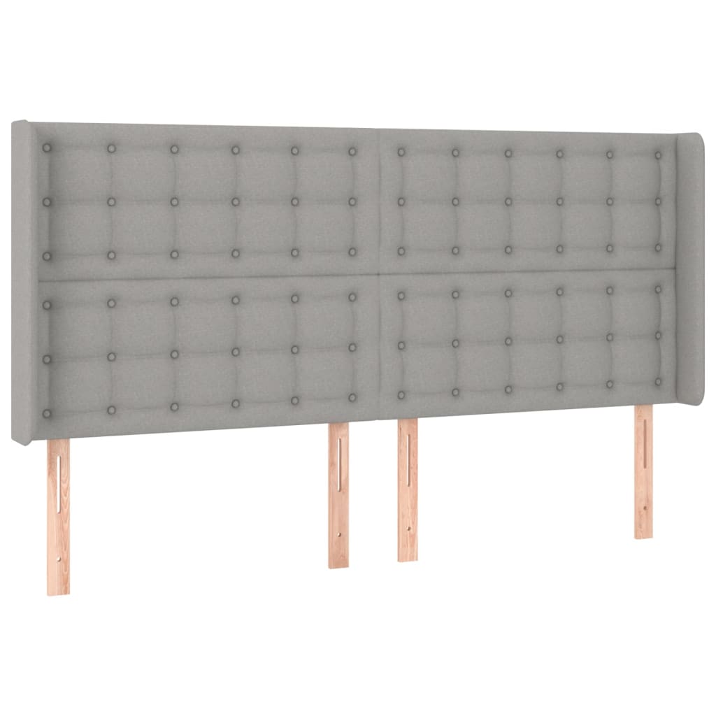 világosszürke szövet rugós és LED-es ágy matraccal 160x200 cm