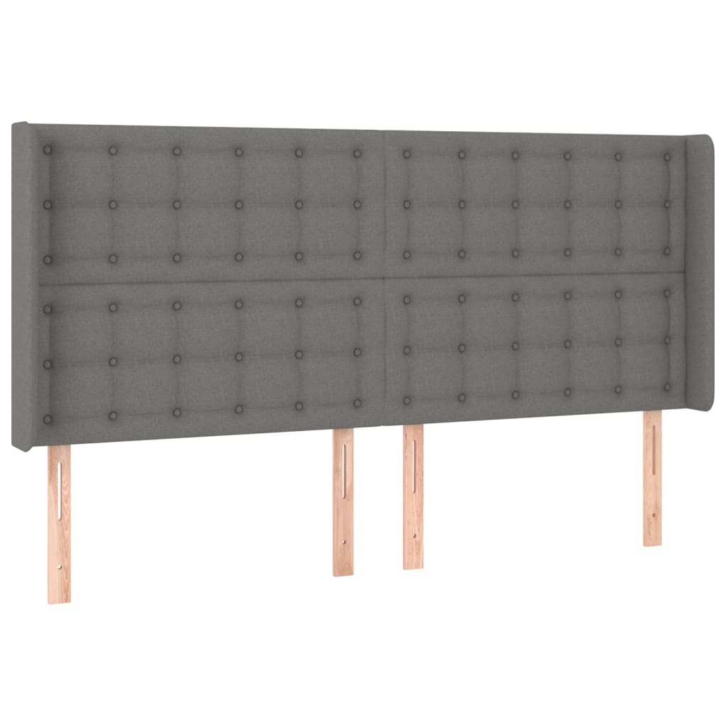 sötétszürke szövet rugós és LED-es ágy matraccal 160x200 cm