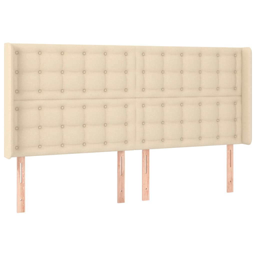 krémszínű szövet rugós és LED-es ágy matraccal 160x200 cm