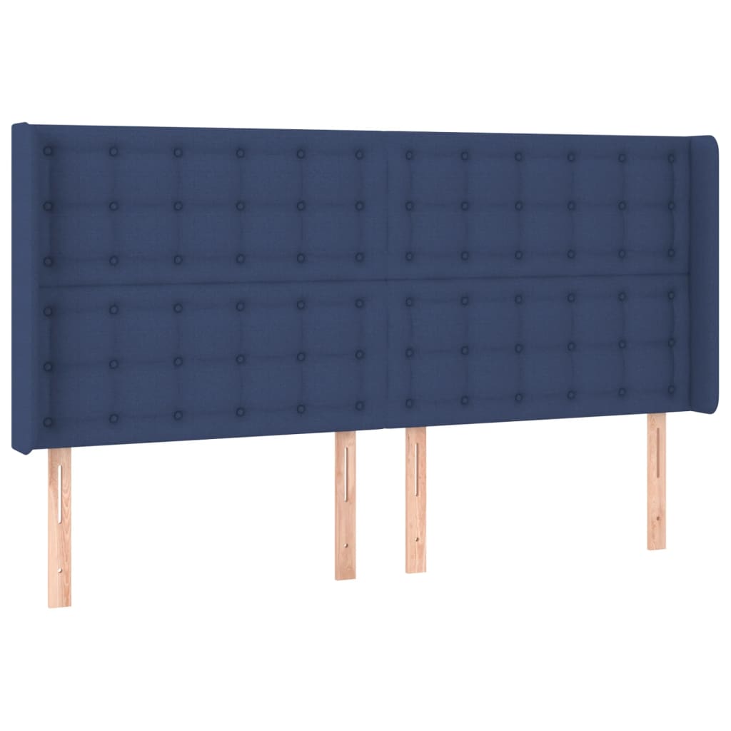 kék szövet rugós és LED-es ágy matraccal 180 x 200 cm