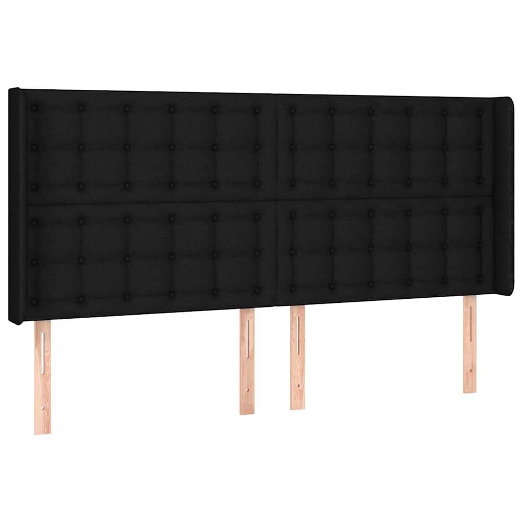 fekete szövet rugós és LED-es ágy matraccal 200x200 cm