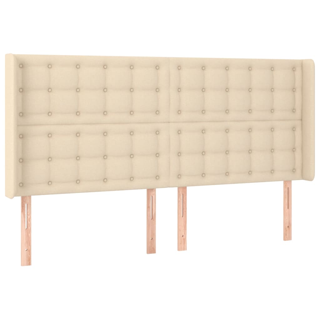 krémszínű szövet rugós és LED-es ágy matraccal 200 x 200 cm