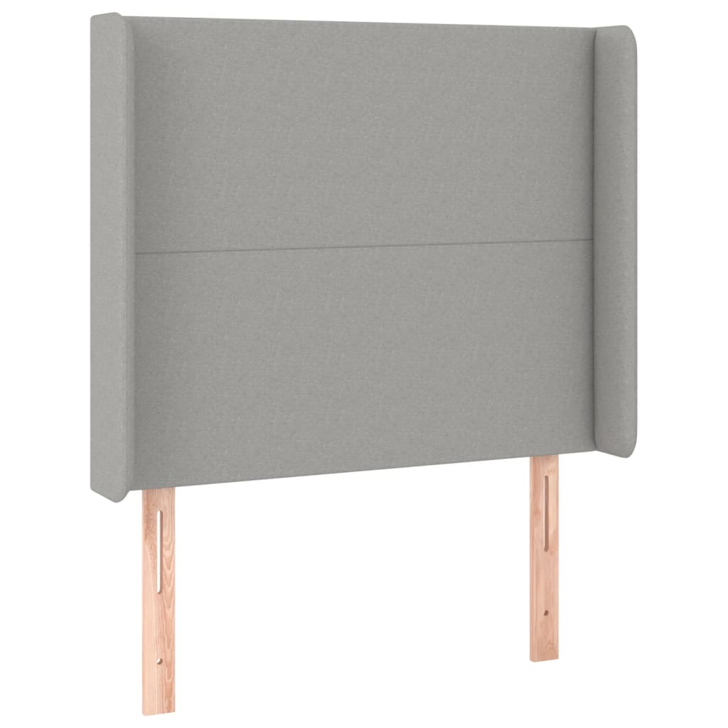 világosszürke szövet rugós és LED-es ágy matraccal 80 x 200 cm