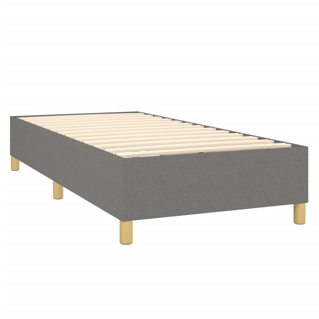 sötétszürke szövet rugós és LED-es ágy matraccal 100x200 cm