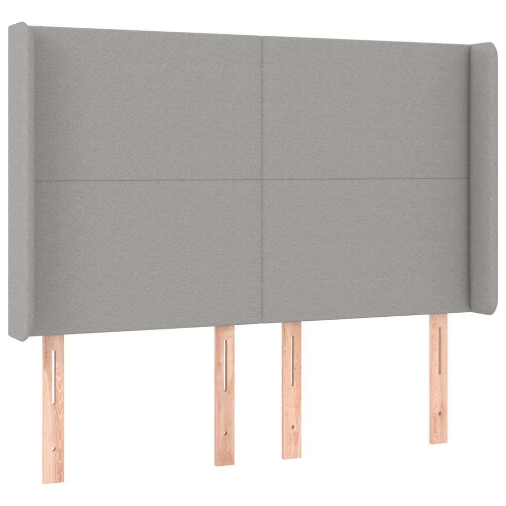 világosszürke szövet rugós és LED-es ágy matraccal 140x190 cm