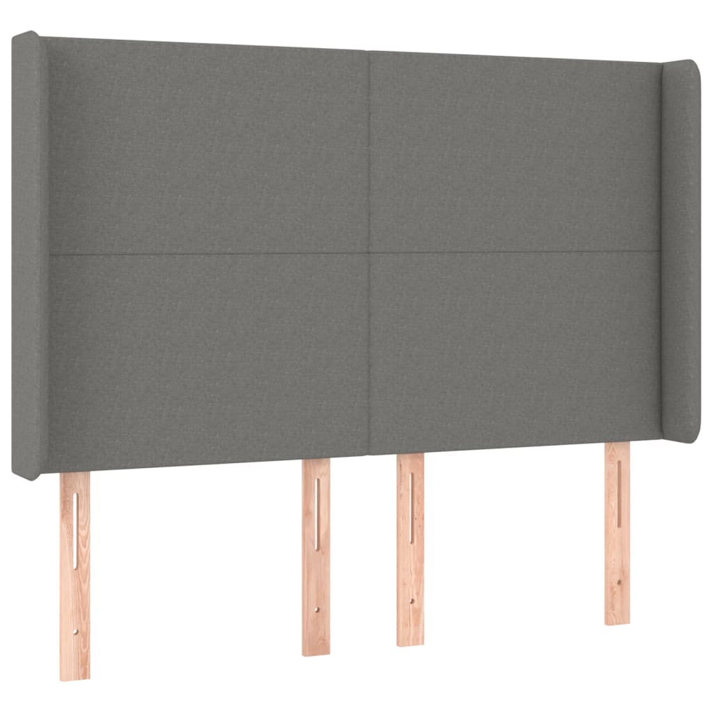 sötétszürke szövet rugós és LED-es ágy matraccal 140x190 cm