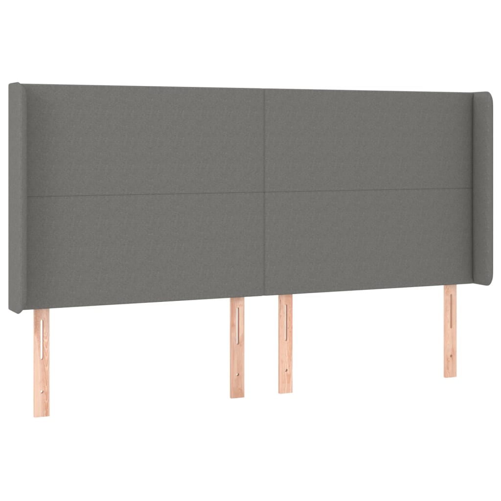 sötétszürke szövet rugós és LED-es ágy matraccal 160x200 cm