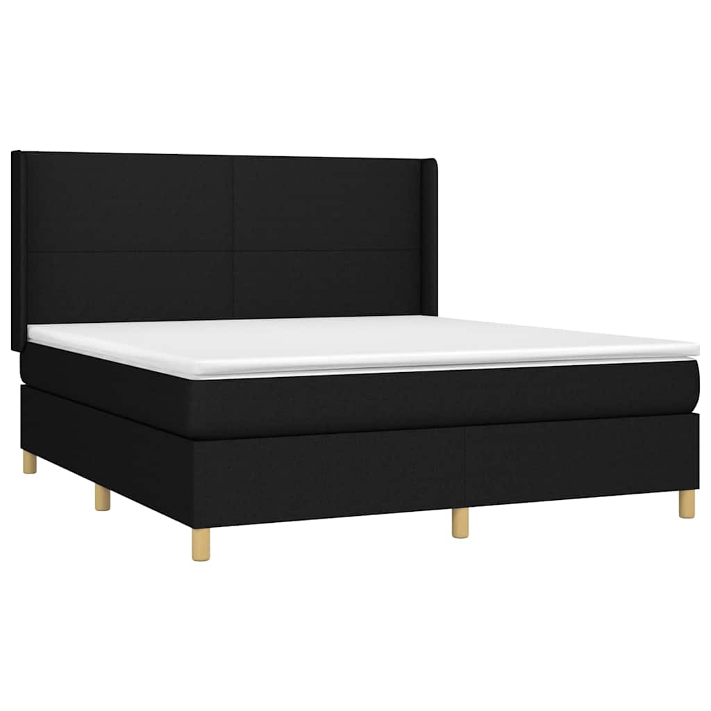 fekete szövet rugós és LED-es ágy matraccal 160x200 cm