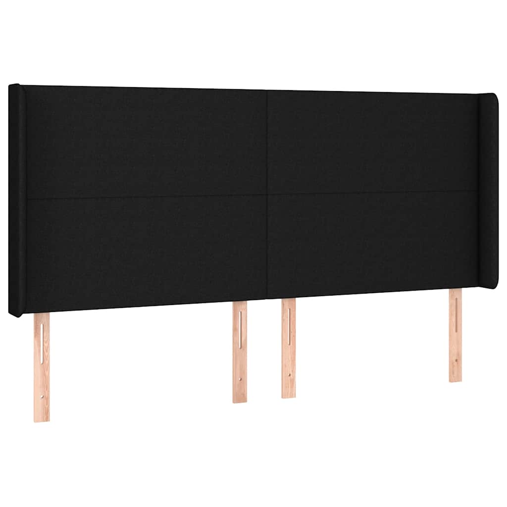 fekete szövet rugós és LED-es ágy matraccal 160x200 cm
