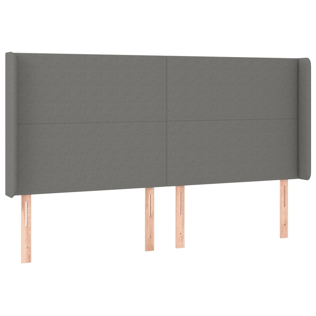 sötétszürke szövet rugós és LED-es ágy matraccal 200x200 cm
