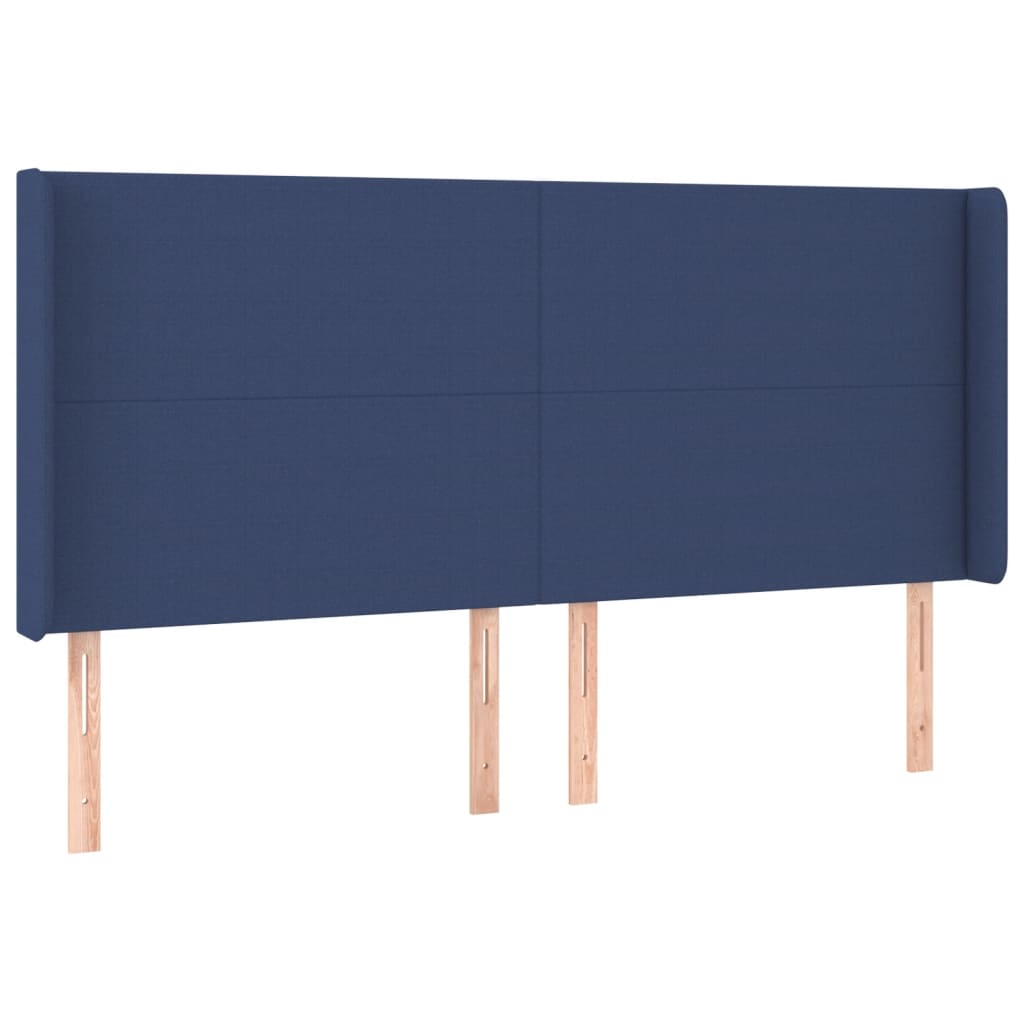 kék szövet rugós és LED-es ágy matraccal 200 x 200 cm