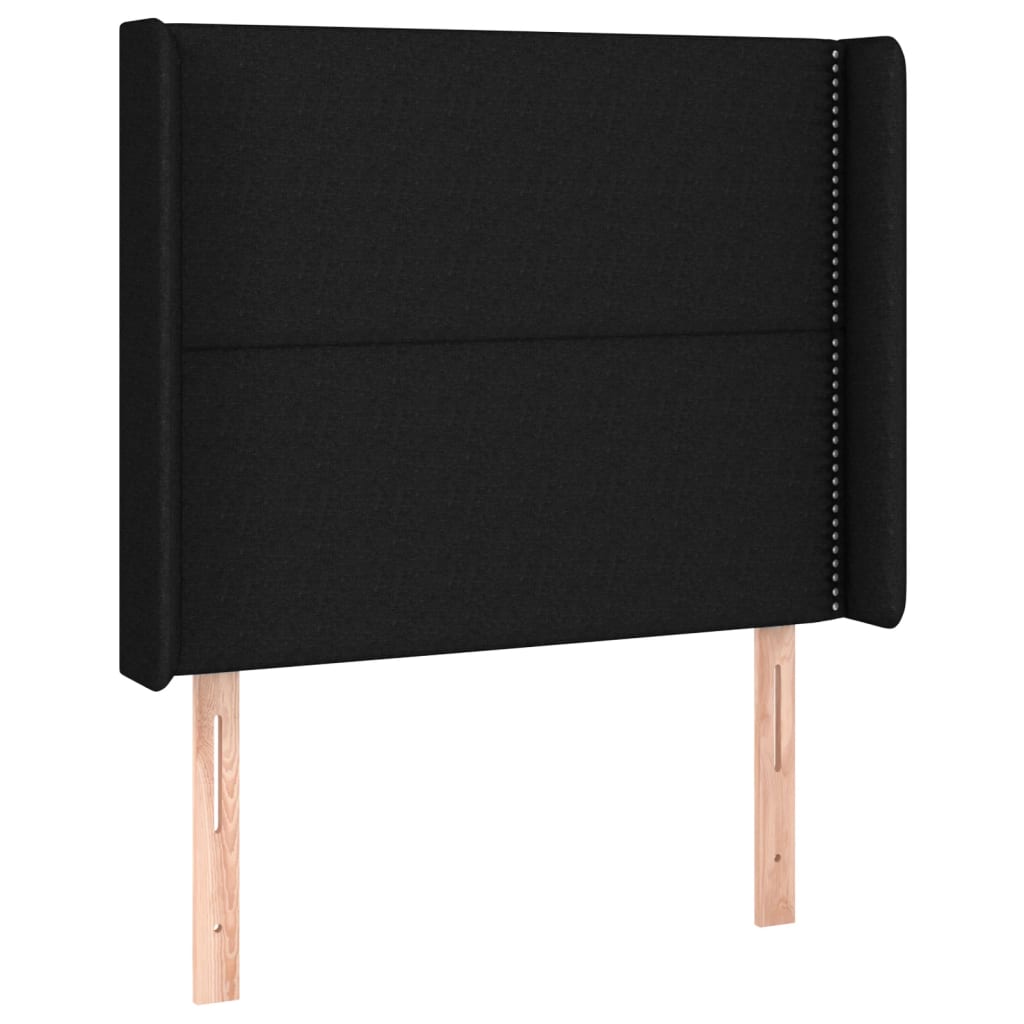 fekete szövet rugós és LED-es ágy matraccal 80 x 200 cm