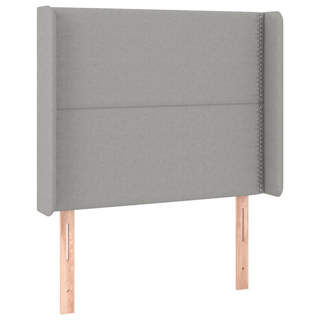 világosszürke szövet rugós és LED-es ágy matraccal 90x190 cm