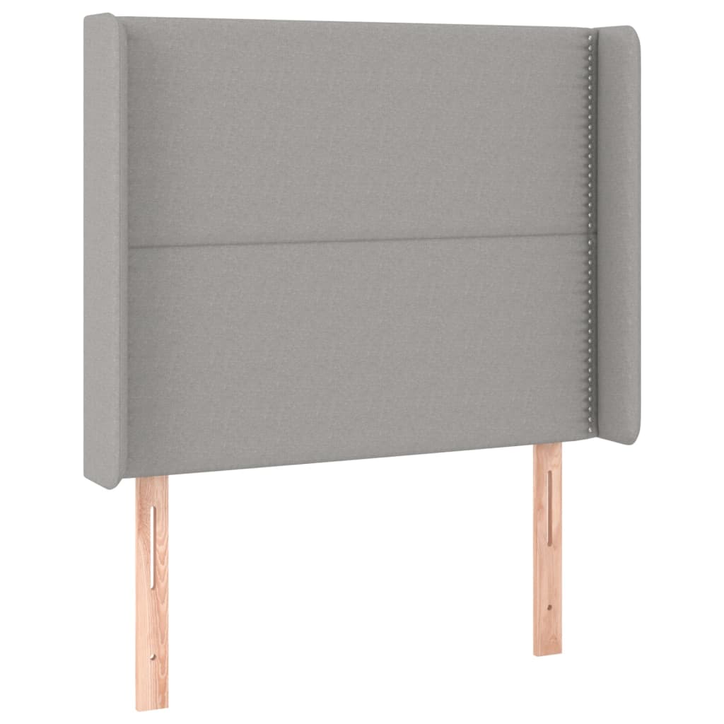 világosszürke szövet rugós és LED-es ágy matraccal 100x200 cm