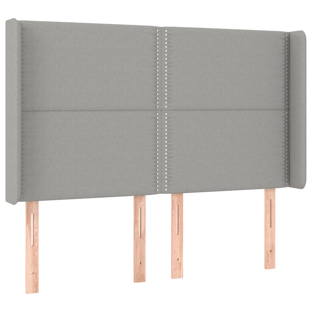 világosszürke szövet rugós és LED-es ágy matraccal 140x190 cm