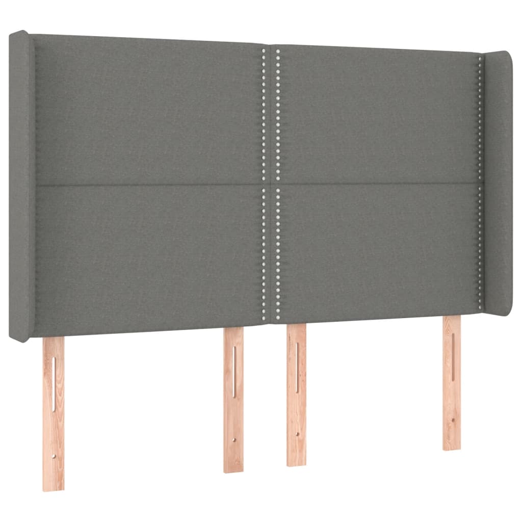 sötétszürke szövet rugós és LED-es ágy matraccal 140x200 cm