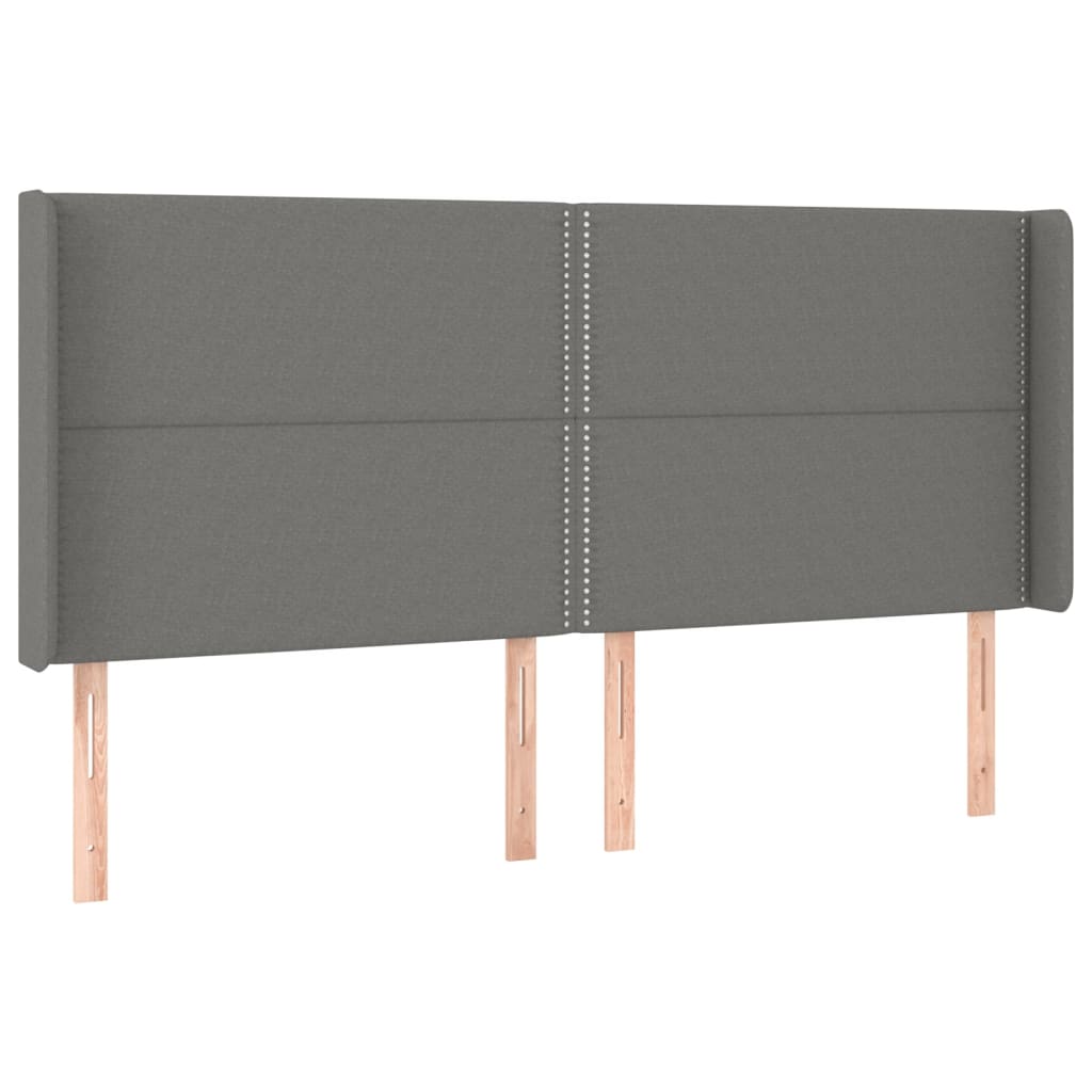 sötétszürke szövet rugós és LED-es ágy matraccal 180 x 200 cm