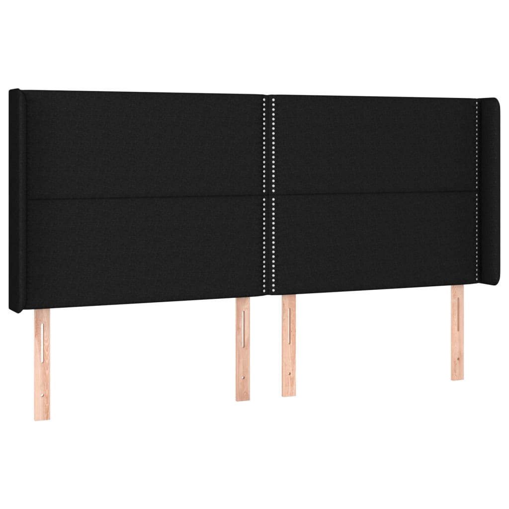 fekete szövet rugós és LED-es ágy matraccal 180 x 200 cm