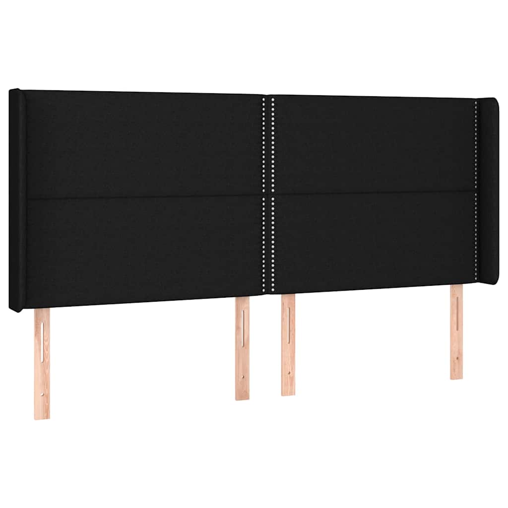 fekete szövet rugós és LED-es ágy matraccal 200x200 cm