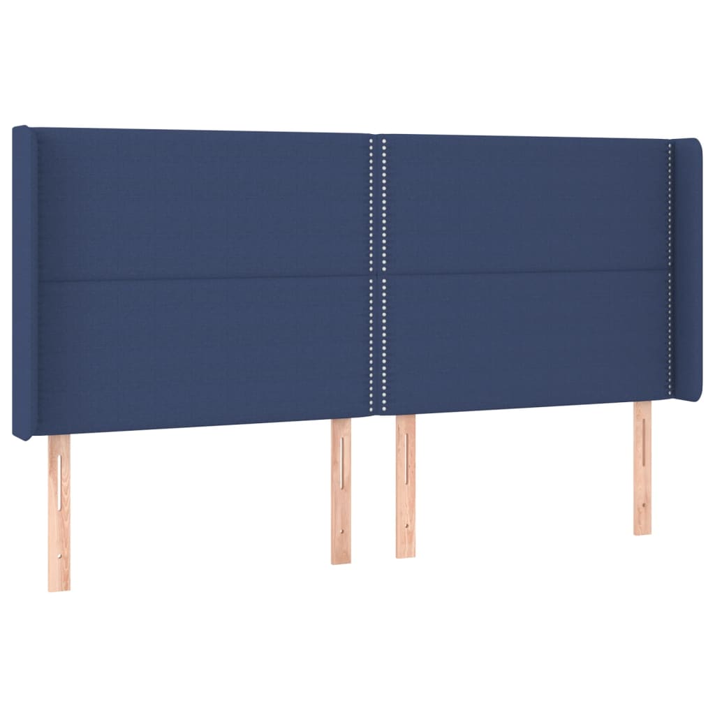 kék szövet rugós és LED-es ágy matraccal 200 x 200 cm