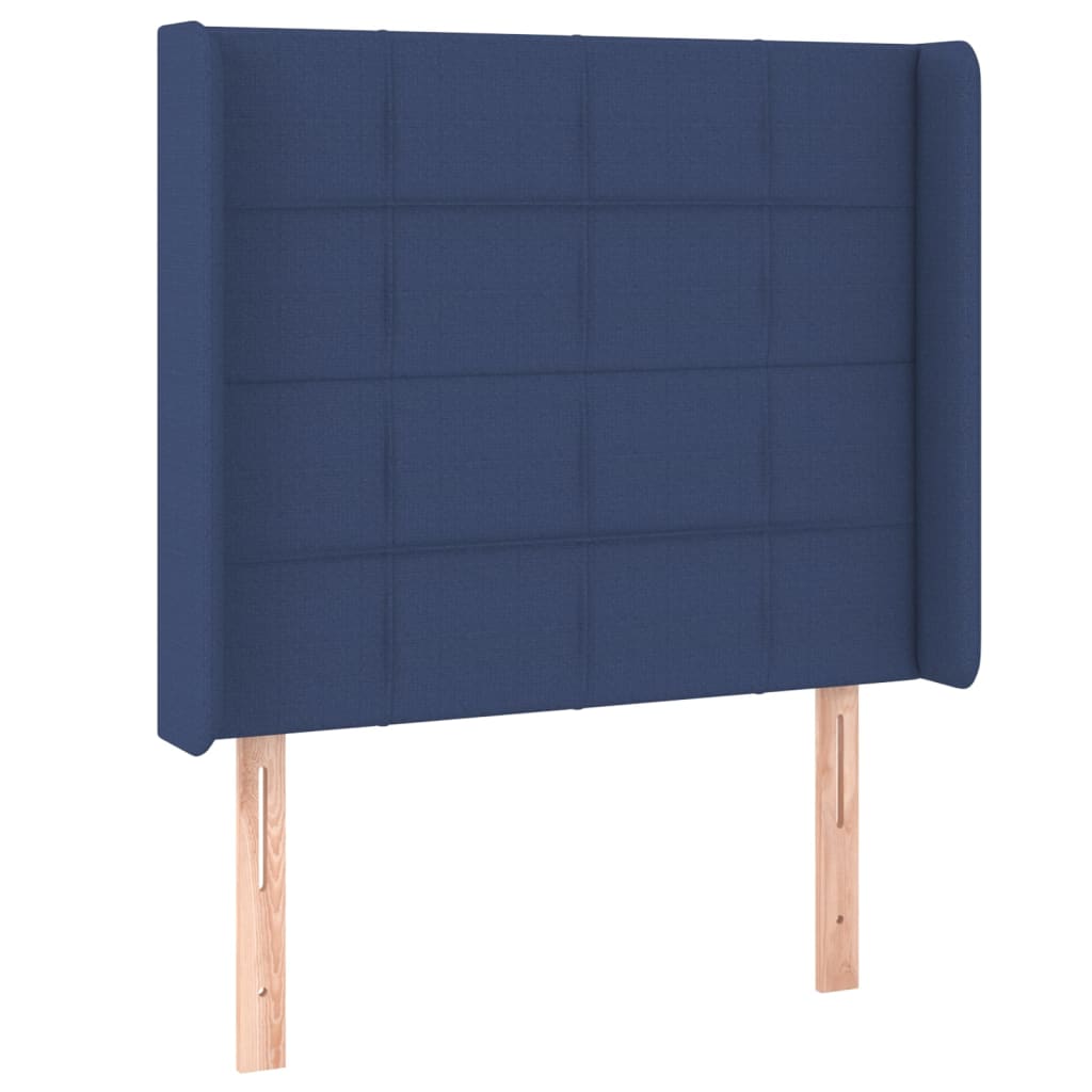 kék szövet rugós és LED-es ágy matraccal 80 x 200 cm