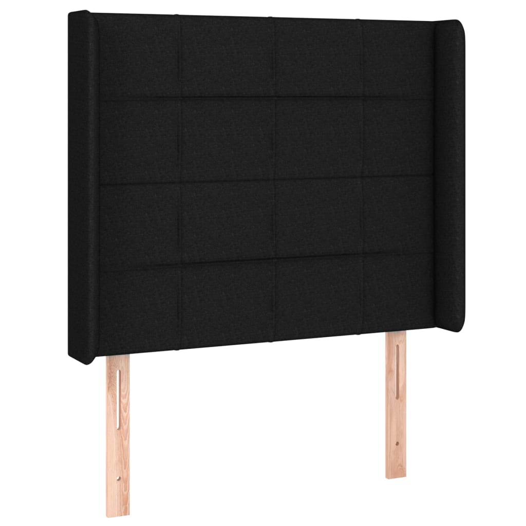 fekete szövet rugós és LED-es ágy matraccal 100x200 cm