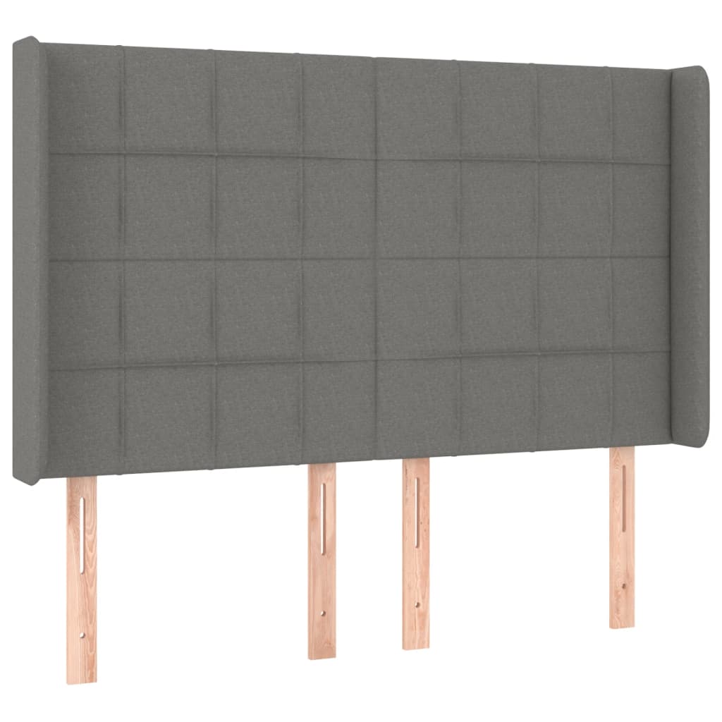 sötétszürke szövet rugós és LED-es ágy matraccal 140x190 cm