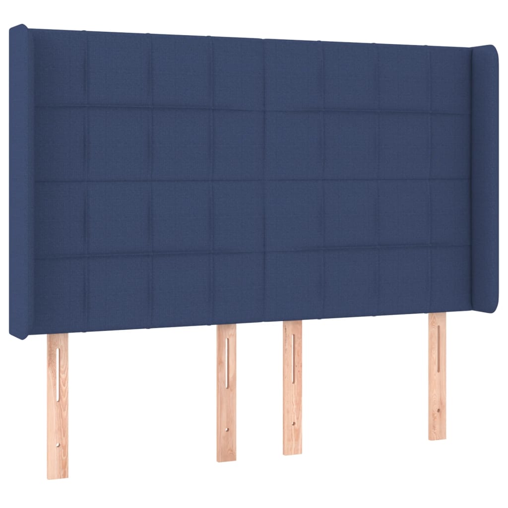 kék szövet rugós és LED-es ágy matraccal 140x190 cm